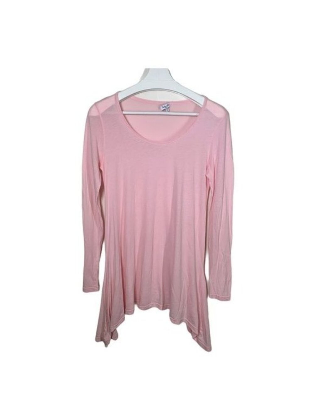 Splendid Supima Cotton Tunic Top Womens Small Pink Asymmetrical Long Sleeve